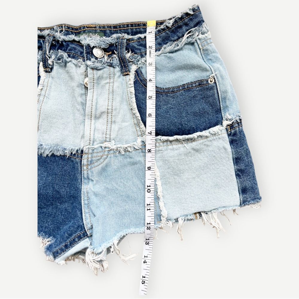 Wild Fable High Rise Patchwork 2 Inch Denim Cutoff Jean Shorts. 0. 25. - Picture 8 of 13